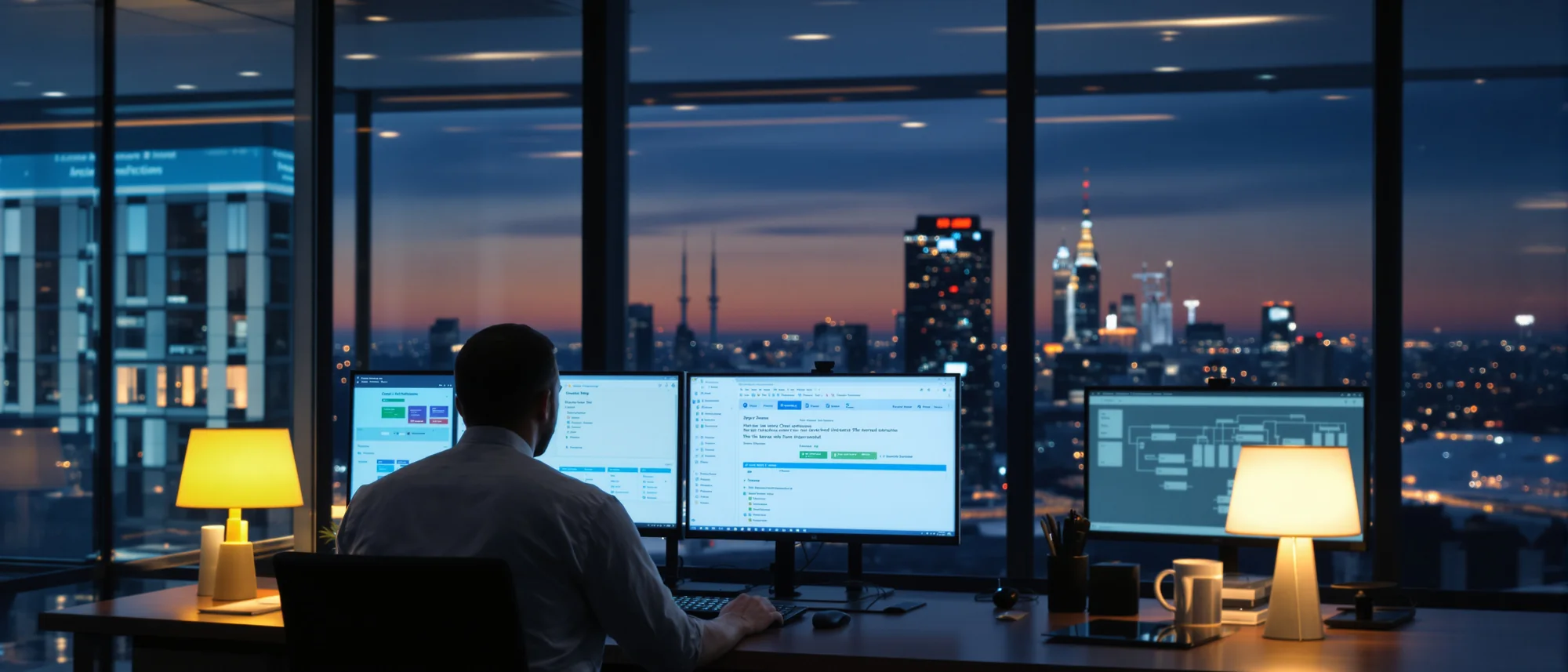 An engineer reading operational documentation in the CloudPresto operations office