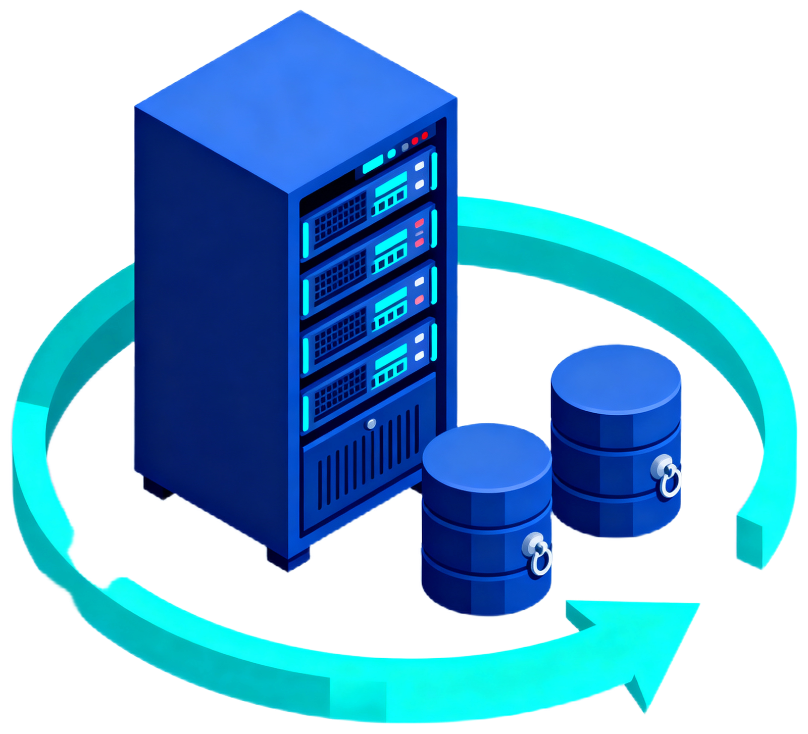 Resilience and recovery: protected server stack with backup vaults and a continuous recovery cycle