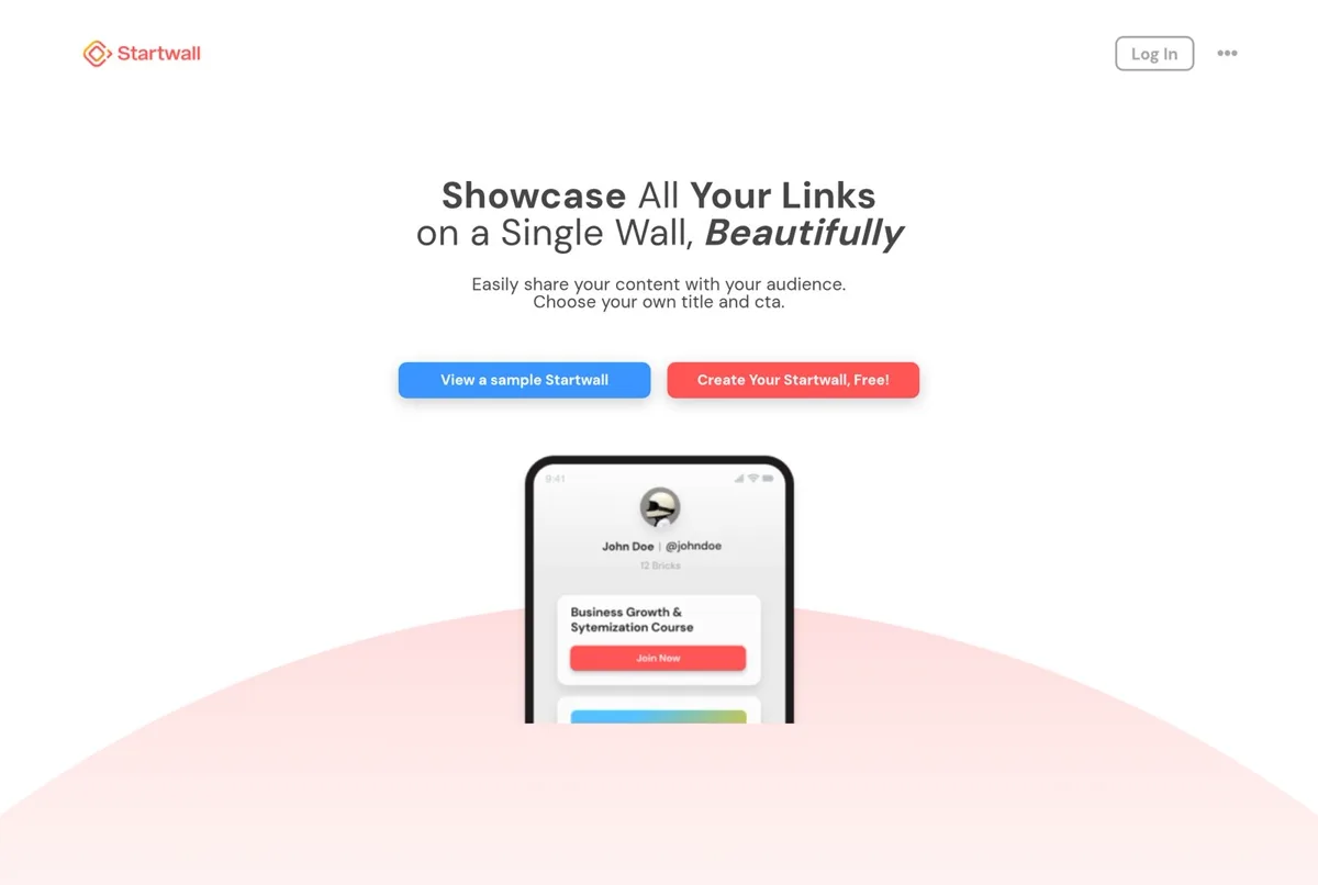 The Startwall product interface